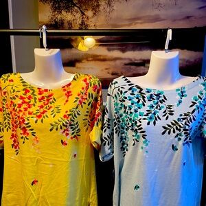 Karen Scott Tops yellow and light blue sold as set once worn excellent condition